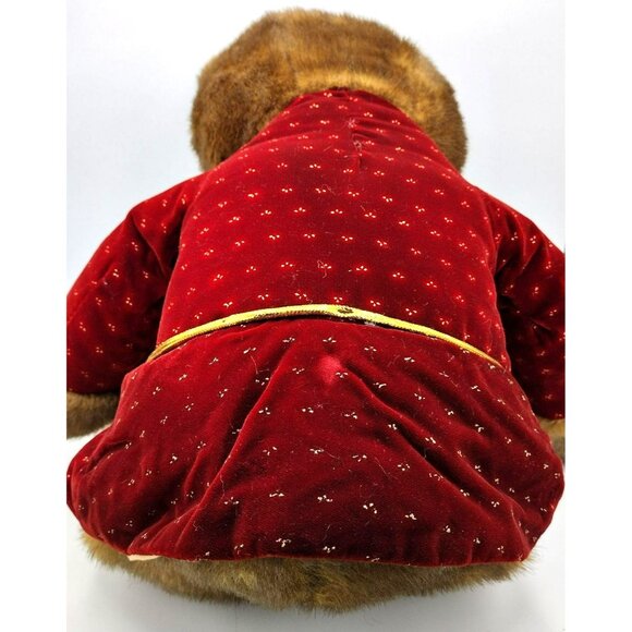 Applause Teddy Bear Red Evening Robe Slippers Vintage 1986 23 Inches Soft Plush - Picture 15 of 16